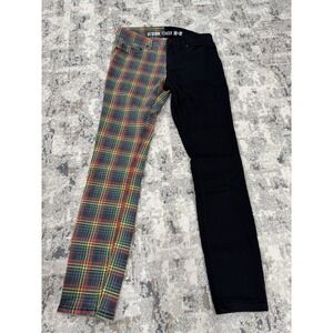 HT Denim Stinger Black/Plaid Jeans Men 30x32 Skinny Punk Rock Denim